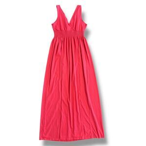 Old Navy Coral‎ Pink Sleeveless Smocked Waist Maxi Dress Women’s Medium Cotton